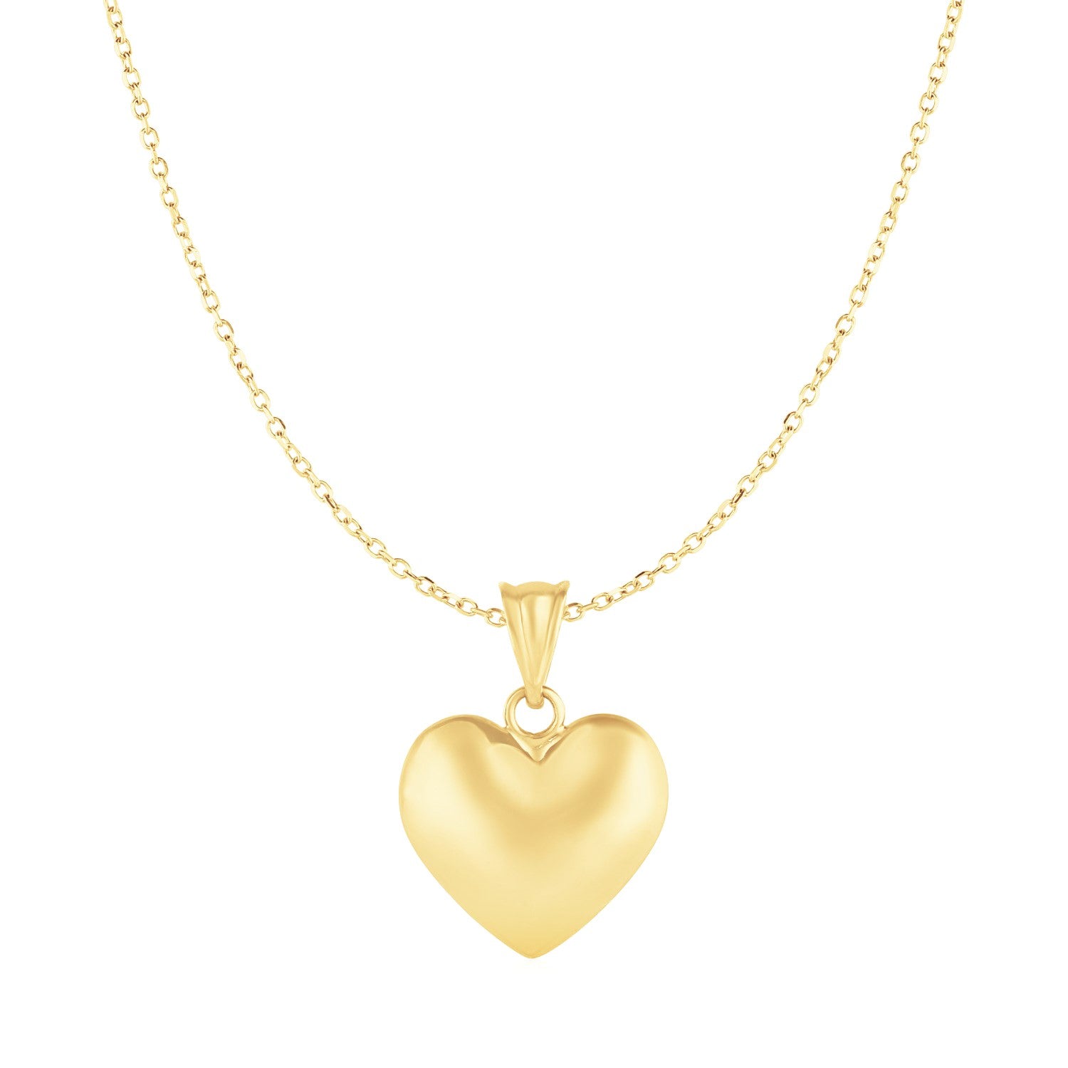 Puffed Heart Pendant in 10k Yellow Gold in a sleek high-contrast midnight luxury editorial style